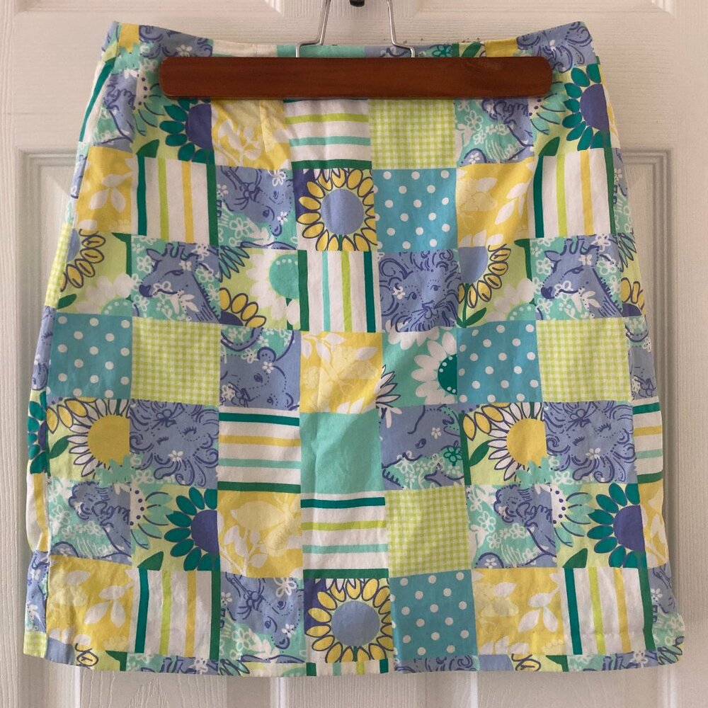 Lilly Pulitzer White Label Patchwork Mini Skirt S… - image 1